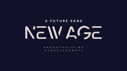 Futuristic modern creative font. Alphabet designs fonts set a to z. Display font technology rounded typeface.
