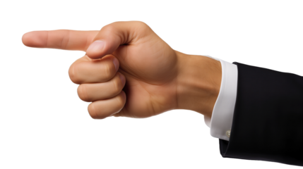 A man pointing the finger isolated on transparent background