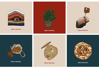 Postcard on the theme of Christmas set