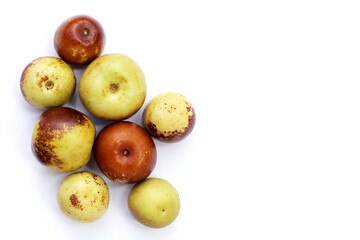 Fresh jujube fruit on white background