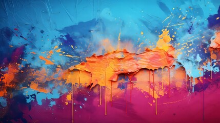 Fototapeta premium Abstract Harmony: A Vibrant Fusion of Orange and Blue Colors