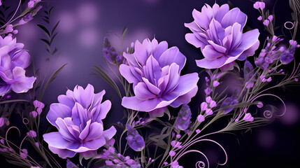 Lavender Whirlwind, Mesmerizing Beauty of Flowers Whirling Amidst a Delicate Palette of Blurred Purple background generative AI