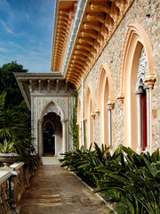 Palacio de Monserrate Palace. Details of the Moorish Revival Architecture Style aka Neo-arabic or...