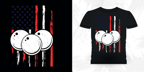 American Flag Funny Billiards Game Gift Retro Vintage Pool Player T-shirt Design © Tee_expert
