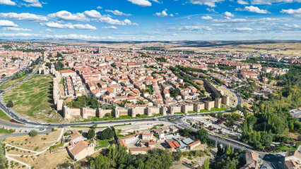 Panoramic view of the historic city of Avila, Castilla y Leon, Spain - obrazy, fototapety, plakaty
