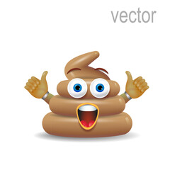 Brown poop, smiley face. Vector image, a place to copy.