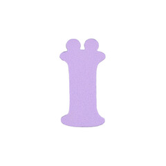 Ukrainian letter Ї made of porous (spongy) material (foam rubber) in violet purple (lilac) color isolated closeup