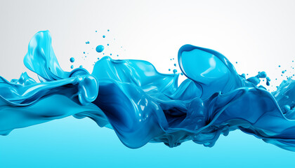 Abstract minimalistic wallpaper with splash wave of blue paint. Viscous liquid.