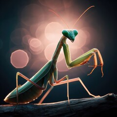 praying mantis    on a ground macro insect background