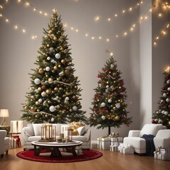 Fototapeta na wymiar christmas table setting with christmas tree