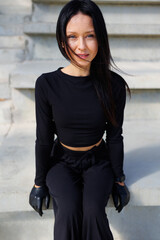 Bold and Beautiful: Fashionable Brunette in Black