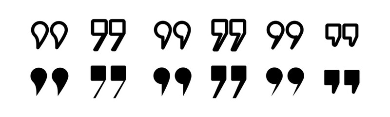 Commas vector symbol. Quote mark collection. Black quotes icon set. Speech mark.