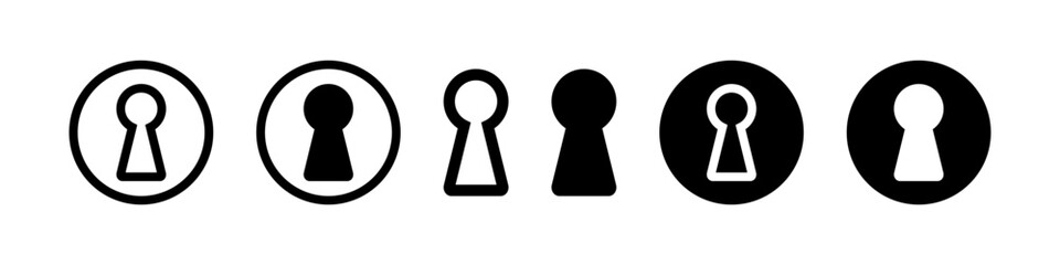 Keyhole vector icons set. Key hole illustration. Lock sign collection, padlock, door symbol.