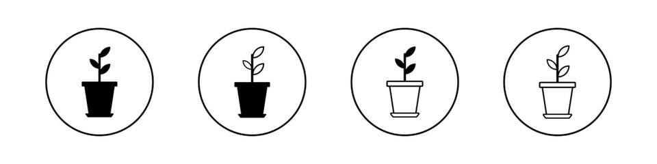 Houseplants illustration. Vector icon home plants, succulents in pot. Indoor exotic leaves.