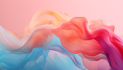 Abstract minimalistic wallpaper with translucent wave of paint in pastel colors. Viscous liquid.