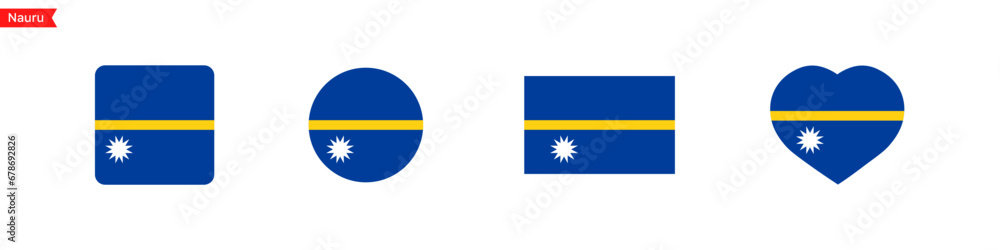 Poster nauru national flag. nauru flag icons for ui design. isolated flag symbols in the shape of a square,