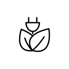 Eco plug with leaf icon  electric plug vector icon ecology energy 