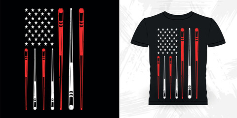 American Flag Funny Billiards Game Gift Retro Vintage Pool Player T-shirt Design © Tee_expert