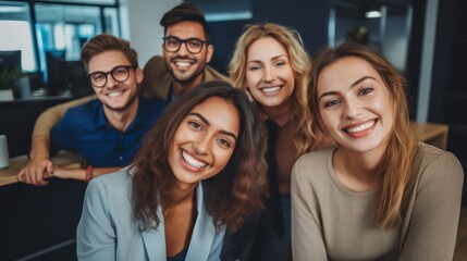 Fototapeta premium Successful company with happy workers