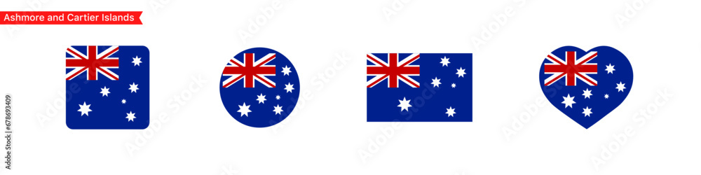 Poster ashmore and cartier islands national flag. ashmore and cartier islands flag icons for ui design. iso