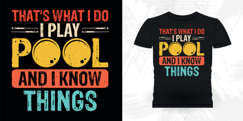 Funny Billiards Game Gift Retro Vintage Pool Player T-shirt Design © Tee_expert