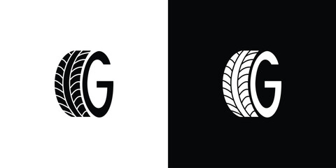 The letter G tire logo design is unique and modern - obrazy, fototapety, plakaty