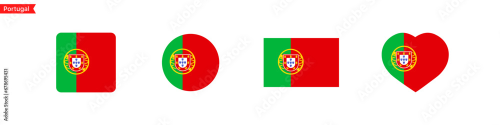 Poster portugal national flag. portugal flag icons for ui design. isolated flag symbols in the shape of a s