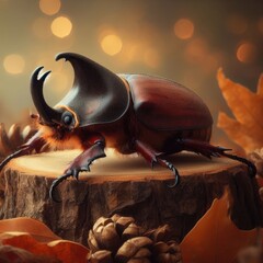 close up of a stag beetle  on a  ground macro insect background - obrazy, fototapety, plakaty
