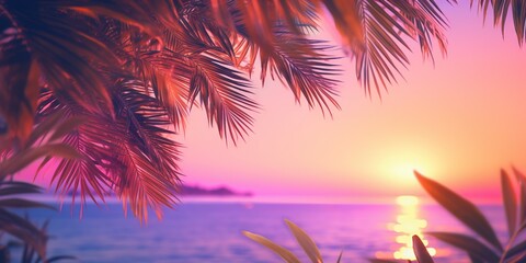 Fototapeta na wymiar Enchanting Tropical Sunset, Generative AI