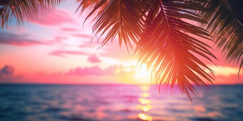 Fototapeta premium Tropical Sunset Bliss, Generative AI