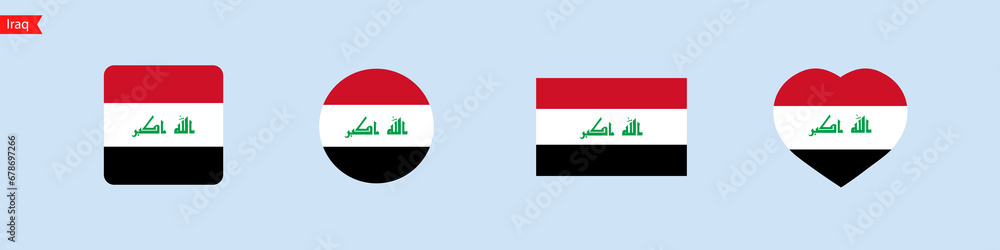 Poster iraq national flag. iraq flag icons for ui design. isolated flag symbols in the shape of a square, c