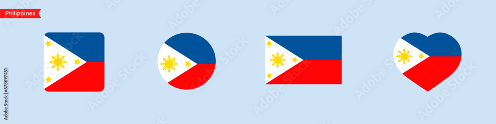 Poster philippines national flag. philippines flag icons for ui design. isolated flag symbols in the shape 