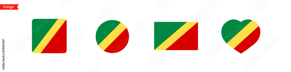 Poster congo national flag. congo flag icons for ui design. isolated flag symbols in the shape of a square,