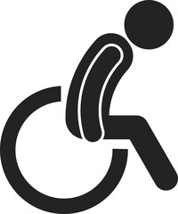 Isolated pictogram disable, ill, old, handicap person with pictogram man on a wheelchair ramp, for parking area, access building, transport icon