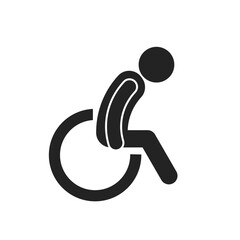 Isolated pictogram disable, ill, old, handicap person with pictogram man on a wheelchair ramp, for parking area, access building, transport icon - obrazy, fototapety, plakaty