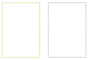 Set of silver and golden frames of stars isolated on white. Vector frame with stars. Frame for text, certificate, pictures, diploma, card, photo