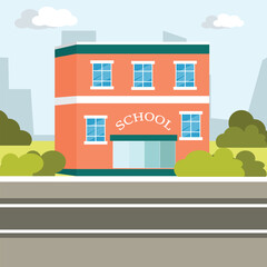 Obraz na płótnie Canvas Vector illustration of school building. Welcome back to school.Buildings for city construction. Flat style. Eps 10