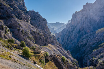 Cares route located between the province of León and Asturias, in the Picos de Europa national park. In Asturias, Spain.