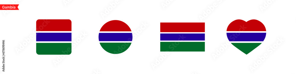 Poster gambia national flag. gambia flag icons for ui design. isolated flag symbols in the shape of a squar