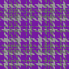 Purple Grey Tartan Plaid Pattern Seamless. Check fabric texture for flannel shirt, skirt, blanket
