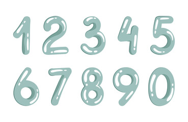 Hand drawn Decorative Numbers Vector set, 3D effect digits
