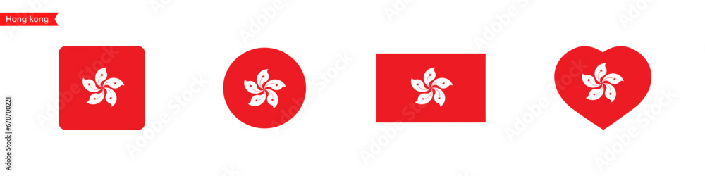 Poster national flag of hong kong. hong kong flag icons for language selection. flag in the shape of a squa