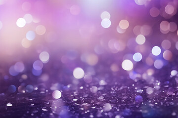 Abstract blur bokeh banner background. Silver bokeh on defocused purple background
