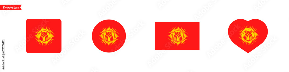 Poster national flag of kyrgystan. kyrgystan flag icons for language selection. flag in the shape of a squa
