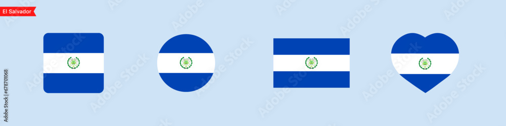 Poster national flag of el salvador. el salvador flag icons for language selection. flag in the shape of a 