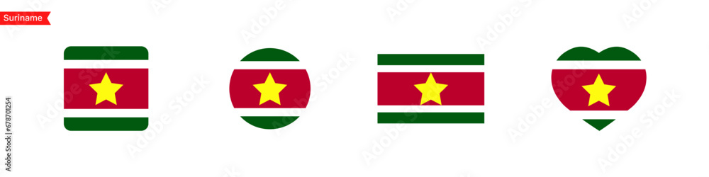 Poster national flag of suriname. suriname flag icons for language selection. flag in the shape of a square