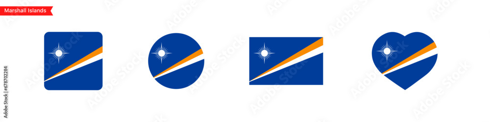 Poster national flag of marshall islands. flag in the shape of a square, circle, heart. marshall islands fl