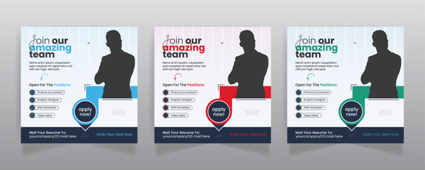 We are hiring job vacancy social media post or square web banner template - obrazy, fototapety, plakaty