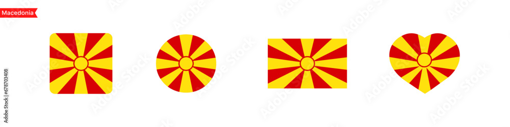 Poster national flag of macedonia. isolated flag symbols for language selection. macedonia flag icons in th