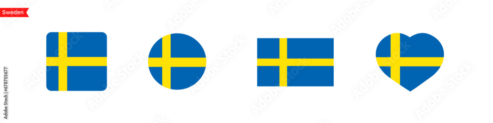 Poster national flag of sweden. isolated flag symbols for language selection. sweden flag icons in the shap